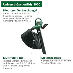 Aspirator electric Bosch UniversalGardenTidy 3000, 3000 W, Fangsack 50 l - Img 2