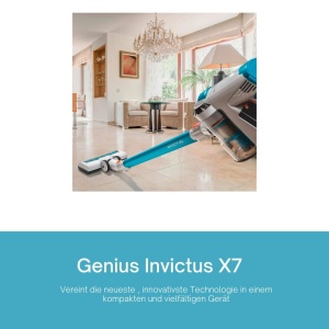 Aspirator fara fir Genius Invictus X7 cu mini perii electrice (14 bucati) Geanta/Aspirator fara fir 2 in 1, 380 W, spoturi LED integrate, baterie litiu-ion, 123 x 22,5 x 26 cm, albastru - Img 4