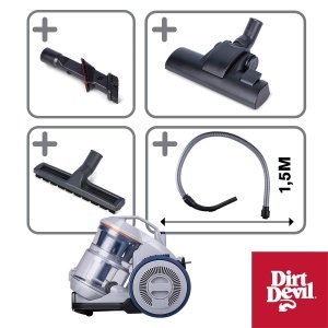 Aspirator fara sac Dirt Devil DD2501, 850W, filtru HEPA 12, 1.5L, Gri - Img 4