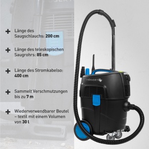 Aspirator multifunctional Hogert Technik 30L, 1600W, curatare umeda si uscata, HEPA, priza pentru scule - Img 6