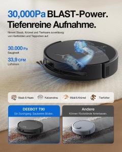 Aspirator Robot ECOVACS DEEBOT T90 PRO Omni, 30000 Pa, Functie de Mopping, Negru - Img 2