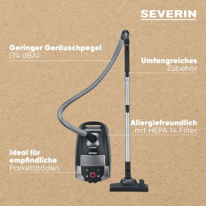 Aspirator Severin BC 7052, 850 W, 4L, Negru-Gri - Img 4