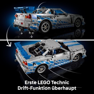 Automodel LEGO Technic 2 Fast 2 Furious Nissan Skyline GT-R (R34) - 1410 piese, Driftfunctie, 6-Zylinder-Motor - Img 3