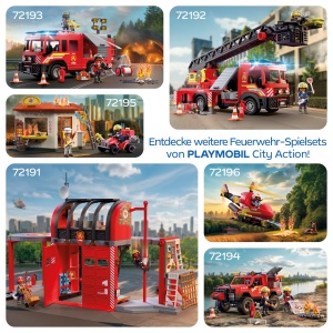 Autoutilitara de Pompieri PLAYMOBIL 72192 cu Scala Extensibila de 63 cm, Lumini si Sunete - Img 5