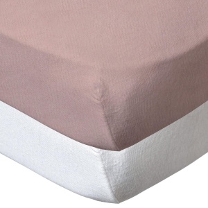 BabyCalin - Cearsaf cu montura, alb/roz, 70x140 cm (pachet de 2)