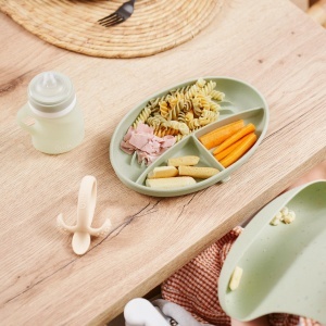 Babymoov Baby Teller Farfurie din silicon cu ventuza 3 compartimente verde - Img 6