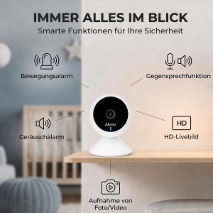 Babyphone Alecto SMARTBABY5 cu camera HD, infrarosu, alb - Img 3