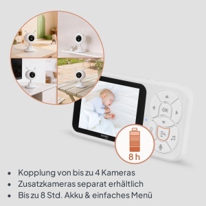 Babyphone cu camera Lionelo Babyline 3.4, display 3.5, noapte si zi - Img 5