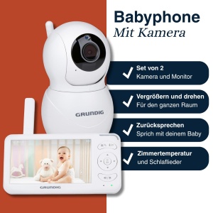 Babyphone Video GRUNDIG cu Camera, Monitor 5 Inch, Infrarosu - Img 2