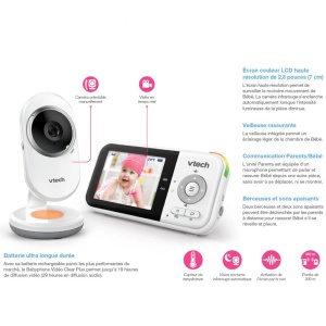 Babyphone VTech BM3254 cu camera, 2,8 inch, alb - Img 3