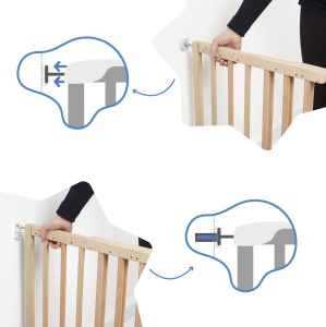 Badabulle Deco Pop, poarta extensibila din lemn pentru bebelusi | Latime de 63 pana la 106 cm | Grile sub presiune sau cu surub pentru usi pentru copii si porti de scari - Img 5
