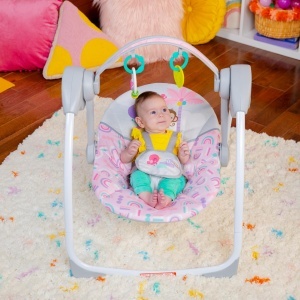 Balansoar pentru bebelusi Bright Starts Pink Paradise, portabil, cu muzica, unisex - Img 10