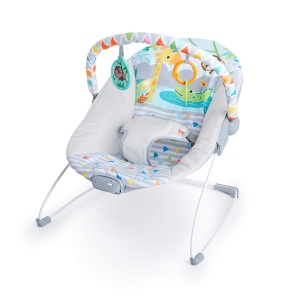 Balansoar pentru bebelusi Bright Starts Safari Fun, cu vibratii si jucarii, pana la 9 kg