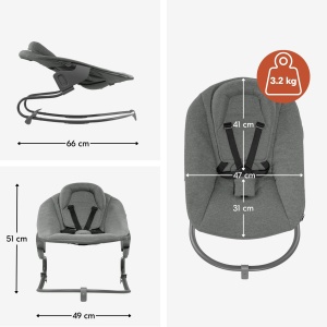 Balansoar si Suport pentru Incepatori Hauck Alpha Bouncer Premium Gri Inchis - Img 3
