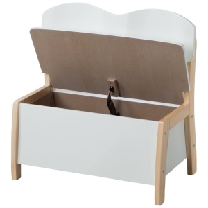 Banca de depozit pentru copii roba, din lemn masiv si MDF, design bicolor, 31.5 cm - Img 4