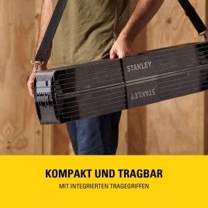 Banci de lucru pliabile STANLEY 340 kg, metalice, set de 2, cu maner si curea, negre - Img 8