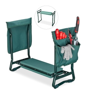 Bancuta de gradina Relaxdays, verde, 2 in 1, max 150 kg, HBT 50x60x27,5 cm