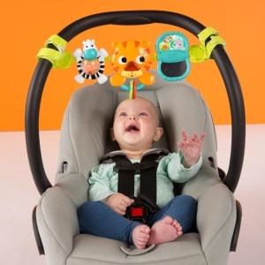 Bara de joaca pentru carucior Bright Starts Tiger, cu lumini, 4 melodii si oglinzi - Img 4