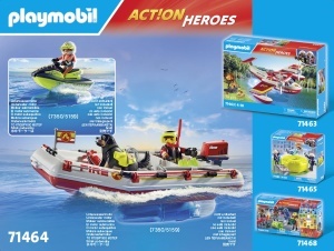 Barca de pompieri PLAYMOBIL 71464 cu Aqua Scooter, accesorii incluse, pentru copii de la 4 ani - Img 5
