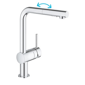 Baterie de bucatarie GROHE Minta, inalta, cu dus extractabil, 2 tipuri de jeturi