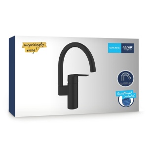 Baterie de bucatarie GROHE Start 304692430 Negru mat Rotire 150deg Montare rapida