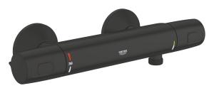 Baterie de dus GROHE Precision Trend, neagra, cu termostat si MetalGrip