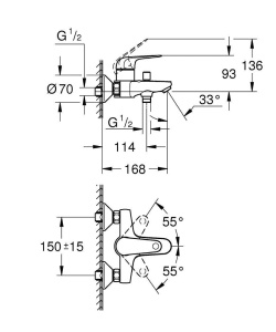 Baterie pentru cada GROHE Swift, crom, cu control temperatura si economisire apa - Img 2