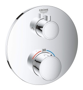 Baterie termostatica pentru cada GROHE Grohtherm, crom, cu protectie la 38C si 43C
