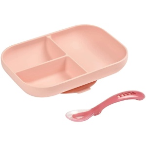 Beaba Baby Teller Rosa 913456 Farfurie cu ventuza si sectiuni - Img 2