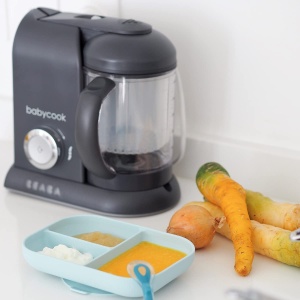 BEABA - Babycook Solo - Aparat de mancare pentru bebelusi 4 in 1 - Abur delicat - Gatit rapid cu abur in 15 minute - Cos de gatit din otel inoxidabil - Gri inchis - Img 7