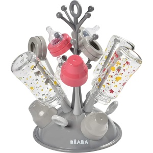 BEABA - Scurgator pentru biberoane - Va permite uscarea a 6 biberoane si accesorii pentru biberoane - Tava de scurgere detasabila - Practica si bine gandita - Gri - Img 2