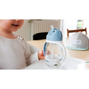 Beaba Trinklernbecher 2 in 1 Canuta cu Pai 300 ml Blue Manere Detasabile 100 Antiscurgere - Img 4