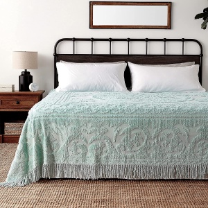 Beatrice Home Fashions Medalion Chenille Tagesdecke, Blau, Full - Img 5