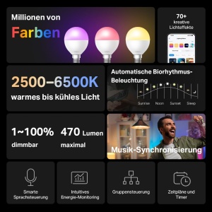 Bec inteligent Tapo L430P, E14, 470 lumeni, 16 milioane culori, dimmabil - Img 2