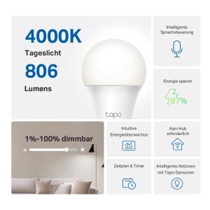 Bec inteligent TP-Link Tapo L520E E27 lumina rece dimmabil control prin aplicatie - Img 2