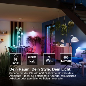 Bec LED inteligent Osram SMART A60 B22D, 9W, RGBW, dimabil, control prin aplicatie - Img 3