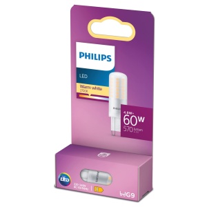 Bec LED Philips G9, 60W, 570 Lumen, Lumina calda 2700K, Alb