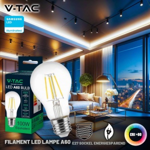 Bec LED V-TAC E27 Filament A60 12W 3000K 4 bucati - Img 2