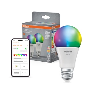 Becuri inteligente Osram SMART, 9W, RGB, Wi-Fi, E27, 2 bucati