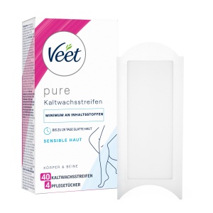 Benzi depilatoare Veet Pure pentru corp si picioare, 20 dublu benzi, pentru piele sensibila