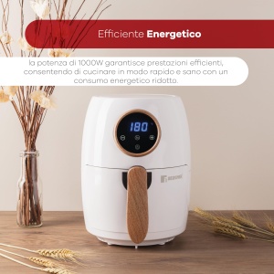 BERGNER in mod natural AirFryer 2 L Freidora de Aire 1000 W Temperatura desde 80-200oC Temporizador con Alarma Cesta Extraible con Antiadherente Culoa - Img 7