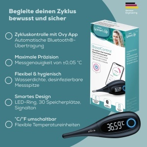 Beurer OT 30 BasalControl Smart, termometru bazal pentru monitorizarea ciclului, cu aplicatia Ovy cycle pentru contraceptie fara hormoni sau ca suport pentru fertilitate pentru planificarea familiala naturala, cu Bluetooth - Img 9