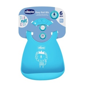 Bibero cu silicon Chicco albastru, cu prindere ajustabila si colector de firimituri - Img 4