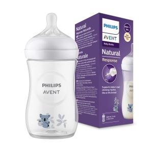 Biberon Philips Avent Natural Response - Biberon, 260 ml, fara BPA, pentru bebelusi de la 1 luna, Koalamotiv (Model SCY903/67)