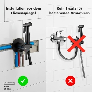 Bidet cu dus GRIFEMA G154, negru, din otel inoxidabil, instalare usoara - Img 8