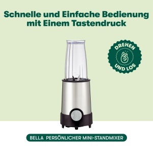 Blender Bella Raketenmixer 240W, 12 piese, inoxnegru, ideal pentru smoothie-uri - Img 2