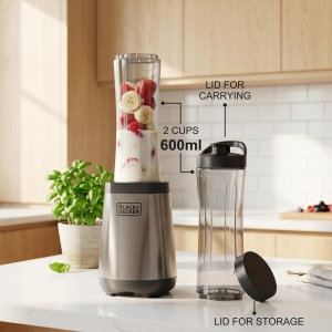 Blender BlackDecker COMPACT TO-GO 500W, 600 ml, 4 cutite inox - Img 2