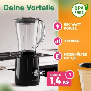 Blender Bomann UM 6091 CB, 500W, 1.5L, inox - Img 3