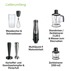 Blender Braun MultiQuick 9, 1200W, 1.25L, Negru - Img 7
