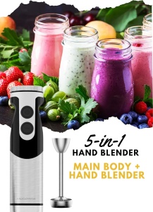 Blender de mana MegaWise Pro Titanium 5 in 1, 800 W, 12 viteze, Negru - Img 6
